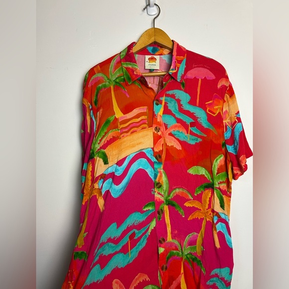 Anthropologie Farm Rio Men’s Tropical Vibes Hawaiian Shirt Button Down S Beach - Picture 6 of 15